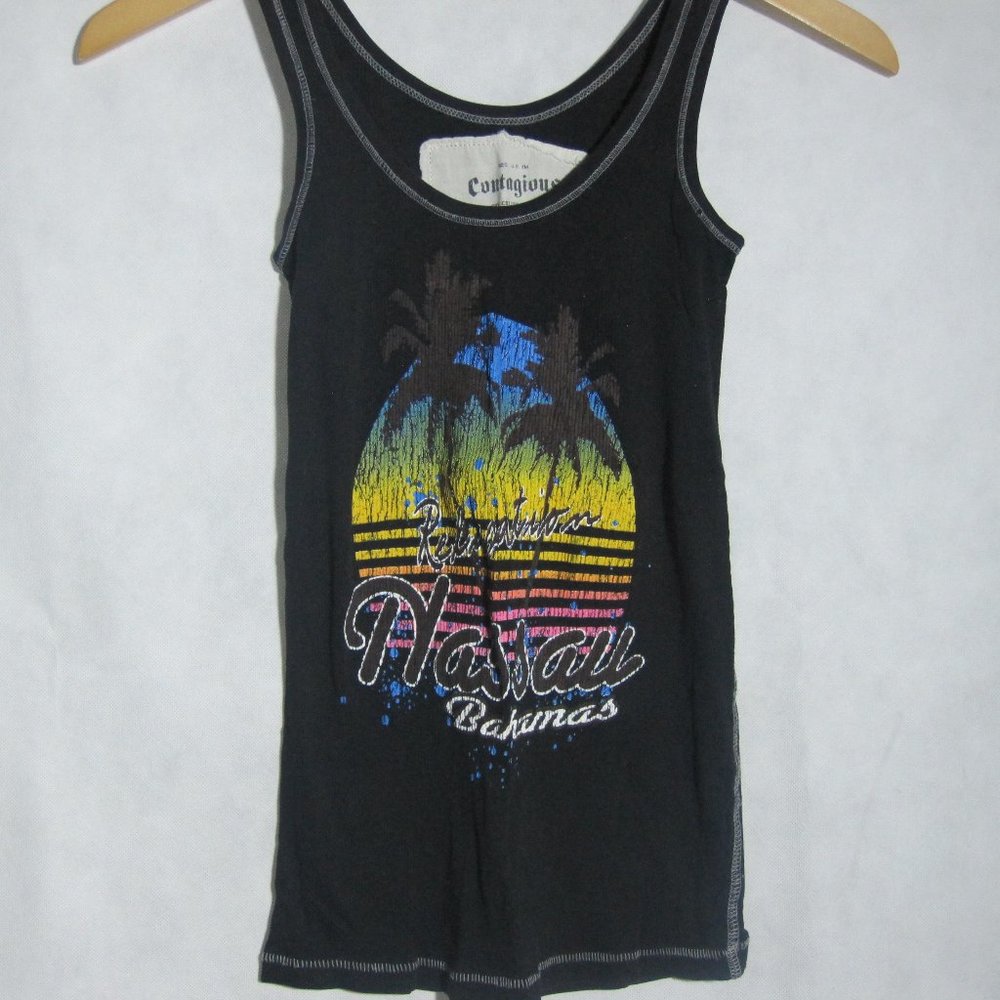 Contagious Black Logo Tank Top XS Slim Fit